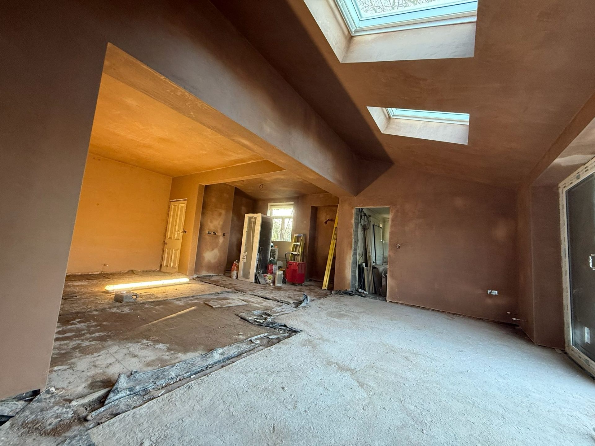 Semi-detached UK home finished in smooth white silicone render by MCB across the front elevation