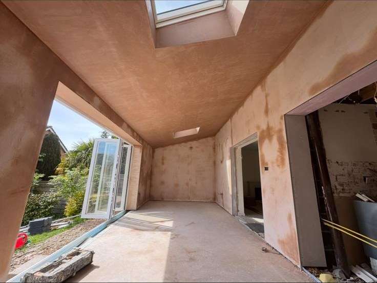 Interior freshly skimmed with an even, smooth plaster finish ready for decoration